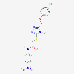 molecular formula C19H18ClN5O4S B417849 2-({5-[(4-chlorophenoxy)methyl]-4-ethyl-4H-1,2,4-triazol-3-yl}sulfanyl)-N-{4-nitrophenyl}acetamide 