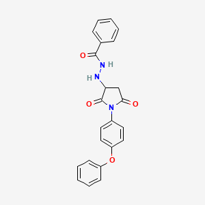molecular formula C23H19N3O4 B4178506 N'-[2,5-dioxo-1-(4-phenoxyphenyl)-3-pyrrolidinyl]benzohydrazide 