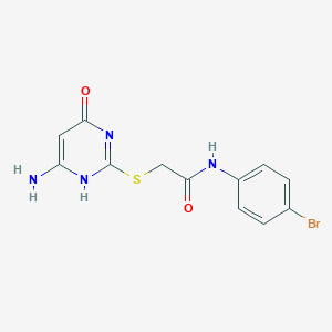 molecular formula C12H11BrN4O2S B417851 2-[(6-amino-4-oxo-1H-pyrimidin-2-yl)sulfanyl]-N-(4-bromophenyl)acetamide 