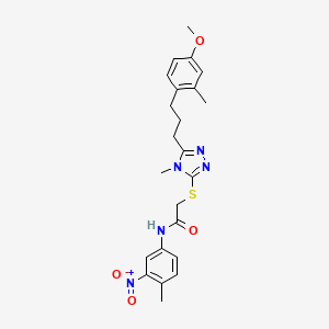 molecular formula C23H27N5O4S B4178516 2-({5-[3-(4-methoxy-2-methylphenyl)propyl]-4-methyl-4H-1,2,4-triazol-3-yl}thio)-N-(4-methyl-3-nitrophenyl)acetamide 