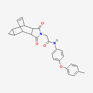 molecular formula C26H24N2O4 B4178517 2-(3,5-dioxo-4-azatetracyclo[5.3.2.0~2,6~.0~8,10~]dodec-11-en-4-yl)-N-[4-(4-methylphenoxy)phenyl]acetamide 