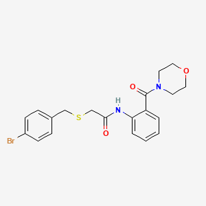 molecular formula C20H21BrN2O3S B4178525 2-[(4-bromobenzyl)thio]-N-[2-(4-morpholinylcarbonyl)phenyl]acetamide 