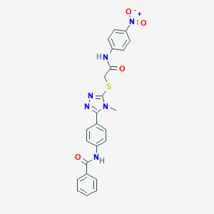 molecular formula C24H20N6O4S B417856 N-(4-{5-[(2-{4-nitroanilino}-2-oxoethyl)sulfanyl]-4-methyl-4H-1,2,4-triazol-3-yl}phenyl)benzamide 
