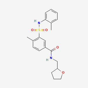 molecular formula C20H24N2O4S B4178579 4-methyl-3-{[(2-methylphenyl)amino]sulfonyl}-N-(tetrahydro-2-furanylmethyl)benzamide 