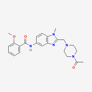 molecular formula C23H27N5O3 B4178605 N-{2-[(4-acetyl-1-piperazinyl)methyl]-1-methyl-1H-benzimidazol-5-yl}-2-methoxybenzamide 
