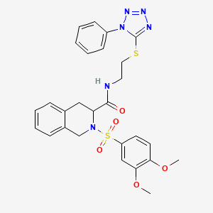 molecular formula C27H28N6O5S2 B4178639 2-[(3,4-dimethoxyphenyl)sulfonyl]-N-{2-[(1-phenyl-1H-tetrazol-5-yl)thio]ethyl}-1,2,3,4-tetrahydro-3-isoquinolinecarboxamide 
