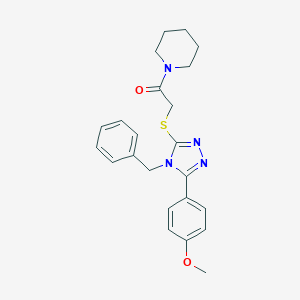 molecular formula C23H26N4O2S B417865 2-[[4-Benzyl-5-(4-methoxyphenyl)-1,2,4-triazol-3-yl]sulfanyl]-1-piperidin-1-ylethanone 