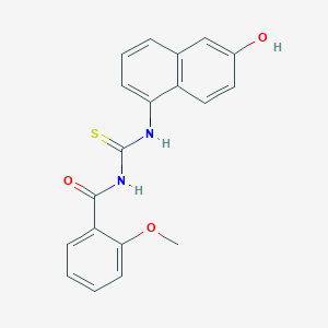 molecular formula C19H16N2O3S B4178650 N-{[(6-hydroxy-1-naphthyl)amino]carbonothioyl}-2-methoxybenzamide 