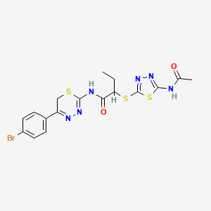 molecular formula C17H17BrN6O2S3 B4178661 2-{[5-(acetylamino)-1,3,4-thiadiazol-2-yl]thio}-N-[5-(4-bromophenyl)-6H-1,3,4-thiadiazin-2-yl]butanamide 