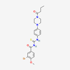 molecular formula C23H27BrN4O3S B4178678 3-bromo-N-({[4-(4-butyryl-1-piperazinyl)phenyl]amino}carbonothioyl)-4-methoxybenzamide 