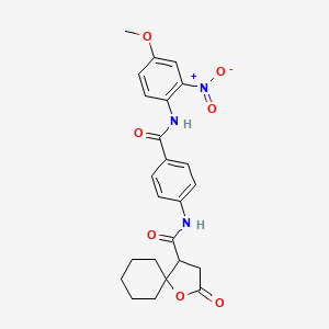 molecular formula C24H25N3O7 B4178686 N-(4-{[(4-methoxy-2-nitrophenyl)amino]carbonyl}phenyl)-2-oxo-1-oxaspiro[4.5]decane-4-carboxamide 