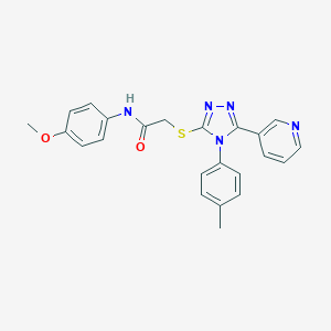 molecular formula C23H21N5O2S B417870 N-[4-(methyloxy)phenyl]-2-{[4-(4-methylphenyl)-5-pyridin-3-yl-4H-1,2,4-triazol-3-yl]sulfanyl}acetamide 