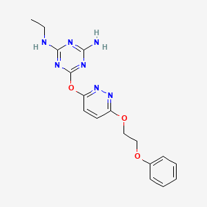 molecular formula C17H19N7O3 B4178709 N-ethyl-6-{[6-(2-phenoxyethoxy)-3-pyridazinyl]oxy}-1,3,5-triazine-2,4-diamine 