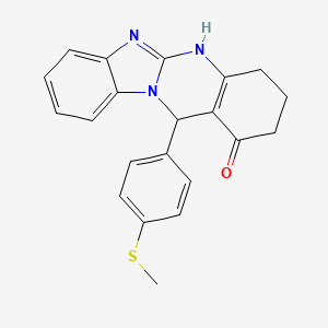 molecular formula C21H19N3OS B4178717 12-[4-(methylthio)phenyl]-3,4,5,12-tetrahydrobenzimidazo[2,1-b]quinazolin-1(2H)-one 