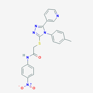 molecular formula C22H18N6O3S B417872 N-{4-nitrophenyl}-2-{[4-(4-methylphenyl)-5-(3-pyridinyl)-4H-1,2,4-triazol-3-yl]sulfanyl}acetamide 