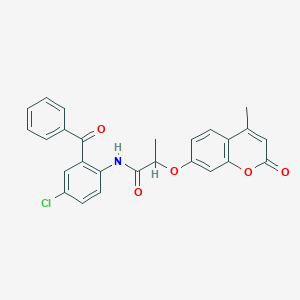 molecular formula C26H20ClNO5 B4178735 N-(2-benzoyl-4-chlorophenyl)-2-[(4-methyl-2-oxo-2H-chromen-7-yl)oxy]propanamide 