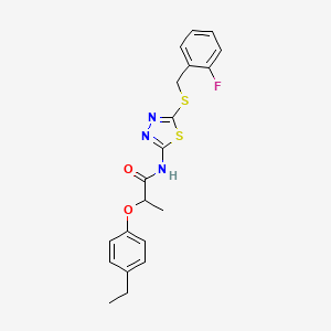 molecular formula C20H20FN3O2S2 B4178754 2-(4-ethylphenoxy)-N-{5-[(2-fluorobenzyl)thio]-1,3,4-thiadiazol-2-yl}propanamide 