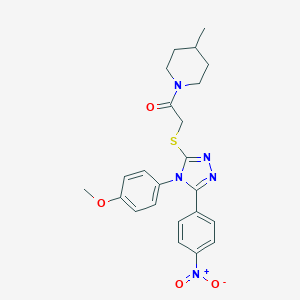 molecular formula C23H25N5O4S B417878 1-({[5-{4-nitrophenyl}-4-(4-methoxyphenyl)-4H-1,2,4-triazol-3-yl]sulfanyl}acetyl)-4-methylpiperidine 