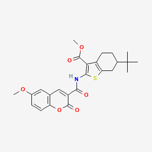 molecular formula C25H27NO6S B4178788 methyl 6-tert-butyl-2-{[(6-methoxy-2-oxo-2H-chromen-3-yl)carbonyl]amino}-4,5,6,7-tetrahydro-1-benzothiophene-3-carboxylate 