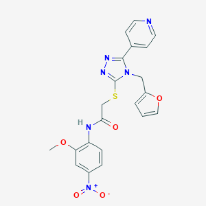 molecular formula C21H18N6O5S B417879 2-{[4-(furan-2-ylmethyl)-5-pyridin-4-yl-4H-1,2,4-triazol-3-yl]sulfanyl}-N-[4-nitro-2-(methyloxy)phenyl]acetamide 