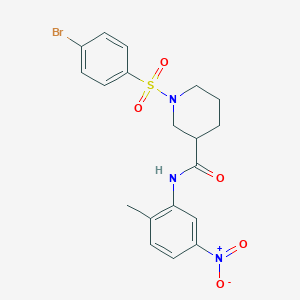 molecular formula C19H20BrN3O5S B4178825 1-[(4-bromophenyl)sulfonyl]-N-(2-methyl-5-nitrophenyl)-3-piperidinecarboxamide 
