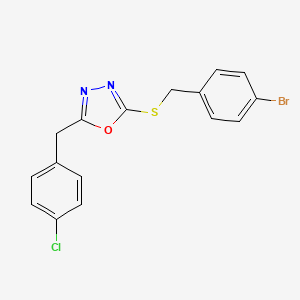 molecular formula C16H12BrClN2OS B4178835 2-[(4-bromobenzyl)thio]-5-(4-chlorobenzyl)-1,3,4-oxadiazole 