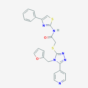 molecular formula C23H18N6O2S2 B417886 2-(4-Furan-2-ylmethyl-5-pyridin-4-yl-4H-[1,2,4]triazol-3-ylsulfanyl)-N-(4-phenyl-thiazol-2-yl)-acetamide 