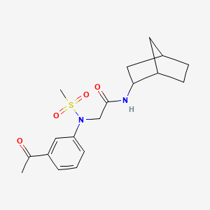 molecular formula C18H24N2O4S B4178890 N~2~-(3-acetylphenyl)-N~1~-bicyclo[2.2.1]hept-2-yl-N~2~-(methylsulfonyl)glycinamide 
