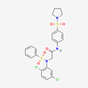 molecular formula C24H23Cl2N3O5S2 B4178909 N~2~-(2,5-dichlorophenyl)-N~2~-(phenylsulfonyl)-N~1~-[4-(1-pyrrolidinylsulfonyl)phenyl]glycinamide 