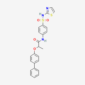 molecular formula C24H21N3O4S2 B4178918 2-(4-biphenylyloxy)-N-{4-[(1,3-thiazol-2-ylamino)sulfonyl]phenyl}propanamide 