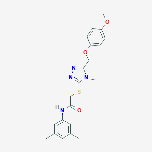 molecular formula C21H24N4O3S B417892 N-(3,5-dimethylphenyl)-2-({5-[(4-methoxyphenoxy)methyl]-4-methyl-4H-1,2,4-triazol-3-yl}sulfanyl)acetamide 