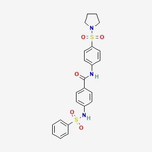 molecular formula C23H23N3O5S2 B4178928 4-[(phenylsulfonyl)amino]-N-[4-(1-pyrrolidinylsulfonyl)phenyl]benzamide 
