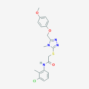 molecular formula C20H21ClN4O3S B417893 N-(3-chloro-2-methylphenyl)-2-({5-[(4-methoxyphenoxy)methyl]-4-methyl-4H-1,2,4-triazol-3-yl}sulfanyl)acetamide 