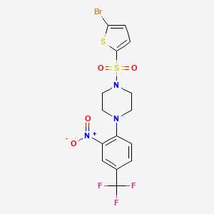 molecular formula C15H13BrF3N3O4S2 B4178944 1-[(5-bromo-2-thienyl)sulfonyl]-4-[2-nitro-4-(trifluoromethyl)phenyl]piperazine 
