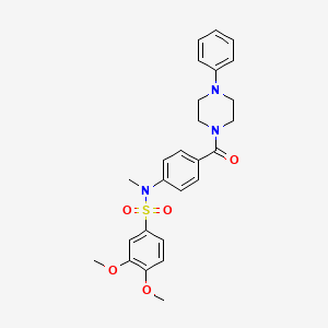 molecular formula C26H29N3O5S B4178957 3,4-dimethoxy-N-methyl-N-{4-[(4-phenyl-1-piperazinyl)carbonyl]phenyl}benzenesulfonamide 