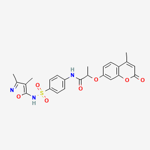 molecular formula C24H23N3O7S B4178964 N-(4-{[(3,4-dimethyl-5-isoxazolyl)amino]sulfonyl}phenyl)-2-[(4-methyl-2-oxo-2H-chromen-7-yl)oxy]propanamide 