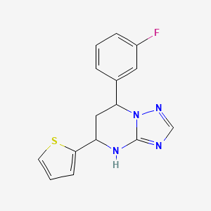 molecular formula C15H13FN4S B4179008 7-(3-fluorophenyl)-5-(2-thienyl)-4,5,6,7-tetrahydro[1,2,4]triazolo[1,5-a]pyrimidine 