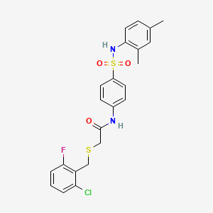 molecular formula C23H22ClFN2O3S2 B4179019 2-[(2-chloro-6-fluorobenzyl)thio]-N-(4-{[(2,4-dimethylphenyl)amino]sulfonyl}phenyl)acetamide 