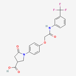 molecular formula C20H17F3N2O5 B4179050 5-oxo-1-[4-(2-oxo-2-{[3-(trifluoromethyl)phenyl]amino}ethoxy)phenyl]-3-pyrrolidinecarboxylic acid 