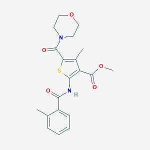 molecular formula C20H22N2O5S B417910 Methyl 4-methyl-2-{[(2-methylphenyl)carbonyl]amino}-5-(morpholin-4-ylcarbonyl)thiophene-3-carboxylate 