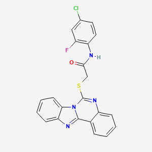 2-(benzimidazo[1,2-c]quinazolin-6-ylthio)-N-(4-chloro-2-fluorophenyl)acetamide