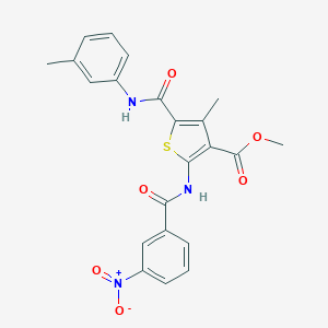 molecular formula C22H19N3O6S B417911 Methyl 2-[({3-nitrophenyl}carbonyl)amino]-4-methyl-5-{[(3-methylphenyl)amino]carbonyl}thiophene-3-carboxylate 