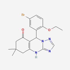 molecular formula C19H21BrN4O2 B4179134 9-(5-bromo-2-ethoxyphenyl)-6,6-dimethyl-5,6,7,9-tetrahydro[1,2,4]triazolo[5,1-b]quinazolin-8(4H)-one 
