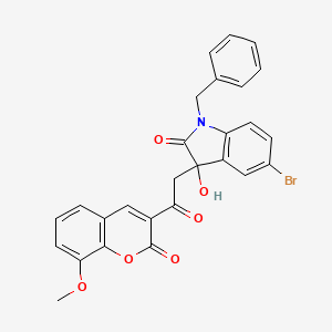 molecular formula C27H20BrNO6 B4179154 1-benzyl-5-bromo-3-hydroxy-3-[2-(8-methoxy-2-oxo-2H-chromen-3-yl)-2-oxoethyl]-1,3-dihydro-2H-indol-2-one 