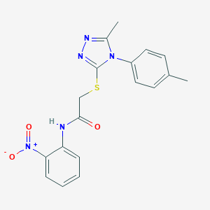 molecular formula C18H17N5O3S B417918 2-[[5-methyl-4-(p-tolyl)-1,2,4-triazol-3-yl]sulfanyl]-N-(2-nitrophenyl)acetamide 