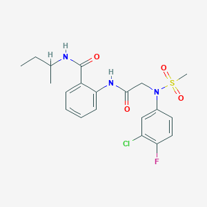 molecular formula C20H23ClFN3O4S B4179187 N-(sec-butyl)-2-{[N-(3-chloro-4-fluorophenyl)-N-(methylsulfonyl)glycyl]amino}benzamide 