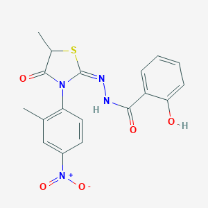 2-hydroxy-N'-(3-{4-nitro-2-methylphenyl}-5-methyl-4-oxo-1,3-thiazolidin-2-ylidene)benzohydrazide