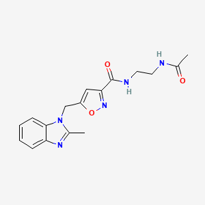 molecular formula C17H19N5O3 B4179218 N-[2-(acetylamino)ethyl]-5-[(2-methyl-1H-benzimidazol-1-yl)methyl]-3-isoxazolecarboxamide 