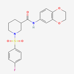 molecular formula C20H21FN2O5S B4179233 N-(2,3-dihydro-1,4-benzodioxin-6-yl)-1-[(4-fluorophenyl)sulfonyl]-3-piperidinecarboxamide 