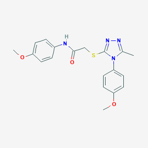 molecular formula C19H20N4O3S B417924 2-({5-methyl-4-[4-(methyloxy)phenyl]-4H-1,2,4-triazol-3-yl}sulfanyl)-N-[4-(methyloxy)phenyl]acetamide 